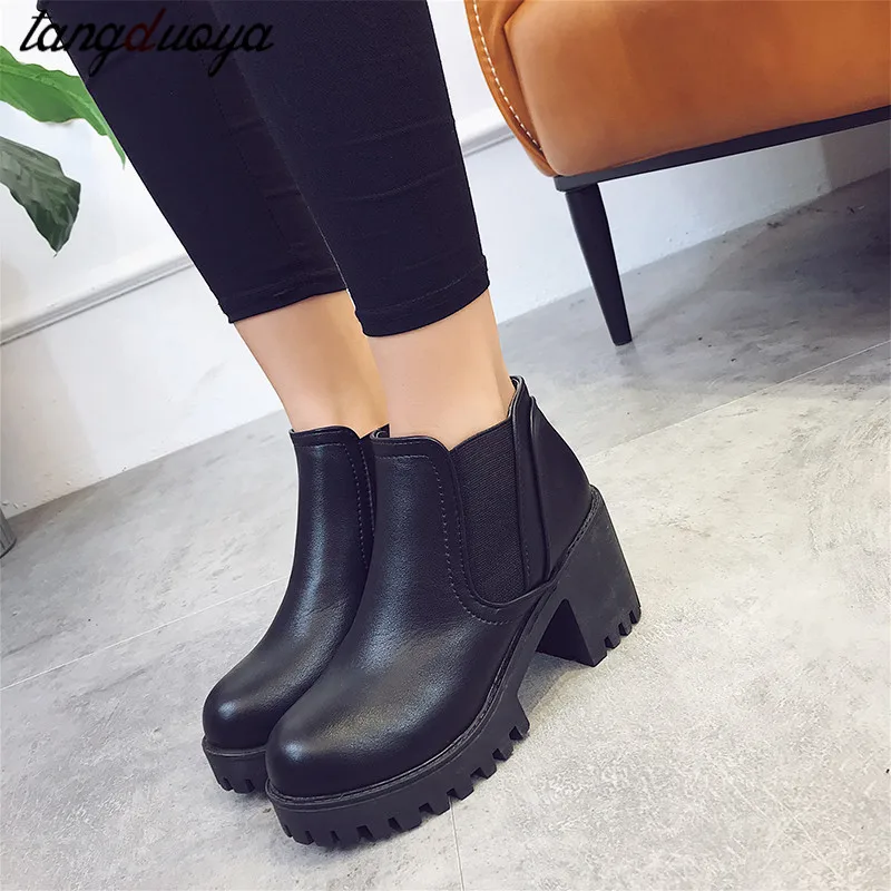 Ботинки Челси на высоком каблуке удобные женские повседневные модные замшевые