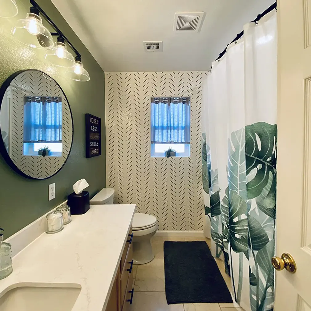 

Shower Curtains For Bathroom Tropical Leaves Plant Quick-drying Odorless Shower Curtain For Bathroom Showers And Bathtubs