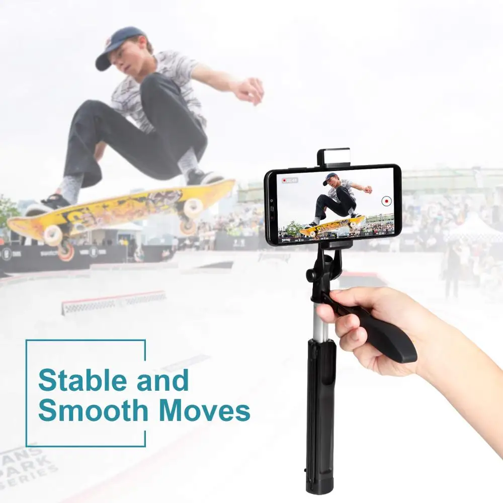 Bluetooth пульт дистанционного управления Gimbal стабилизация селфи палка со светодиодный светильник Запись видео штатив для iPhone& Andriod прямая трансляция