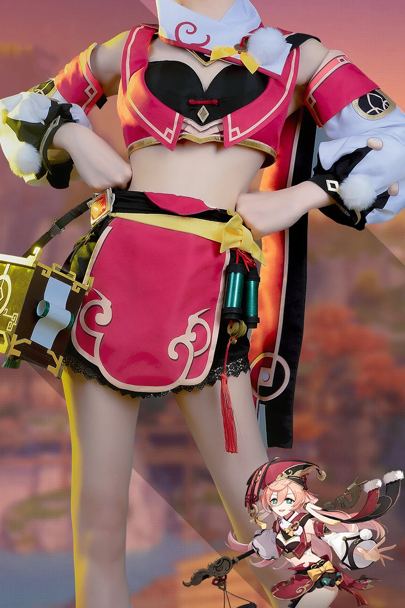 

Anime! Genshin Impact Yanfei Game Suit Lovely Exquisite Uniform Cosplay Costume Halloween Carnival Party Outfit Women 2021 NEW