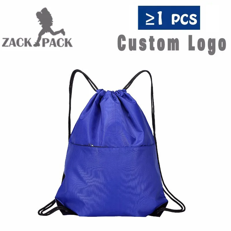 blue without logo Zackpack нейлоновый рюкзак на шнурке с индивидуальным принтом логотипа, рюкзак для девочек, школьная спортивная водонепроницаемая сумка Mochila DB8 - Цвет: blue without logo