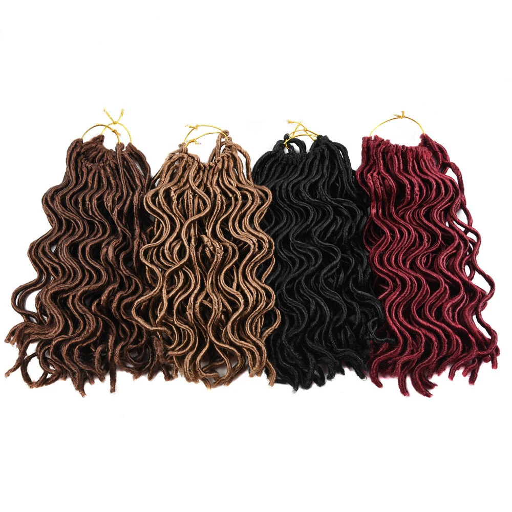 

Faux Locs Curly Crochet Braids Hair Wave Synthetic Dreadlocks Braiding Hair Extensions 18" Knotless Soft Dread Locs Crochet Hair