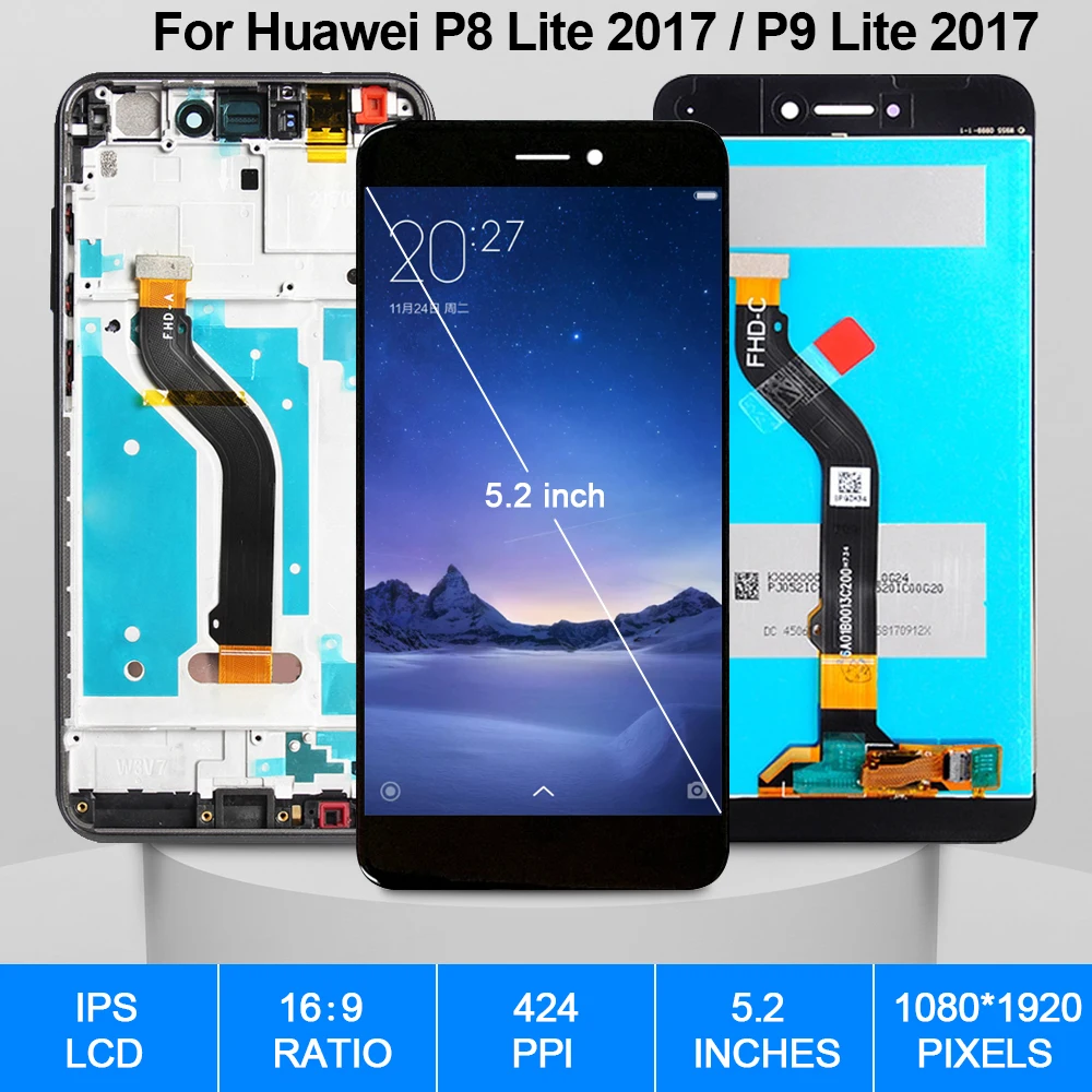 Pantalla Original para Huawei P8 Lite 2017, Digitalizador de pantalla t&aacute;ctil de pantalla Lcd para Huawei P9 Lite, piezas de repuesto, PRA-LA1-1
