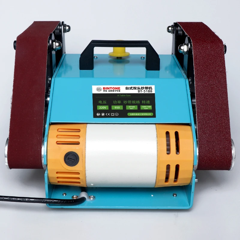 

Двойной вал ленточная машина 950W 220V Многофункциональный шлифовальный станок Настольный деревообрабатывающий нефрит, металл полируя машина для измельчения мА