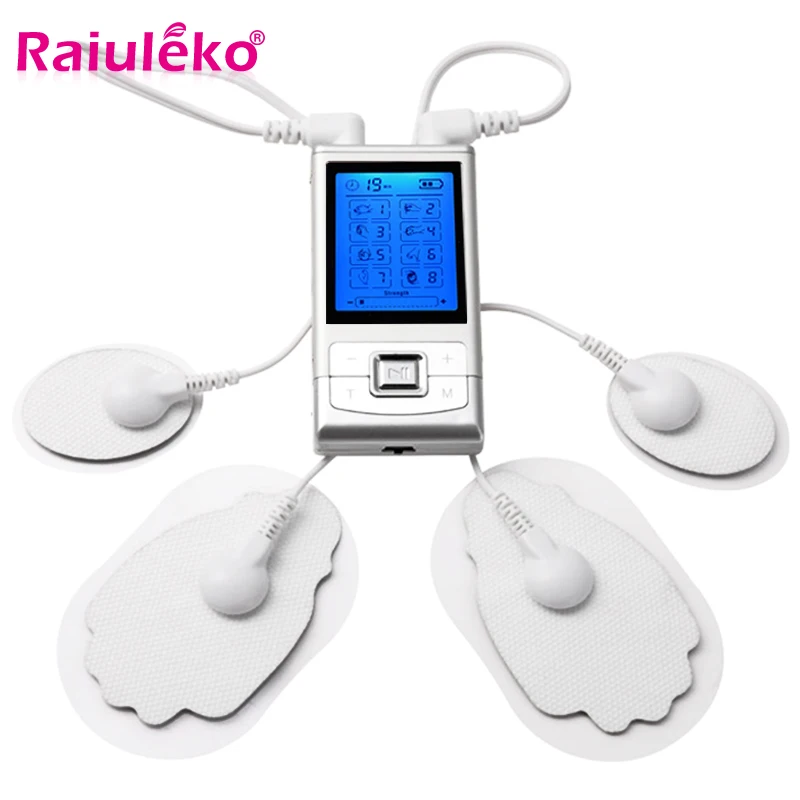 8 режимов Тенс машина с 4 электродными подушечками для облегчения боли импульсный