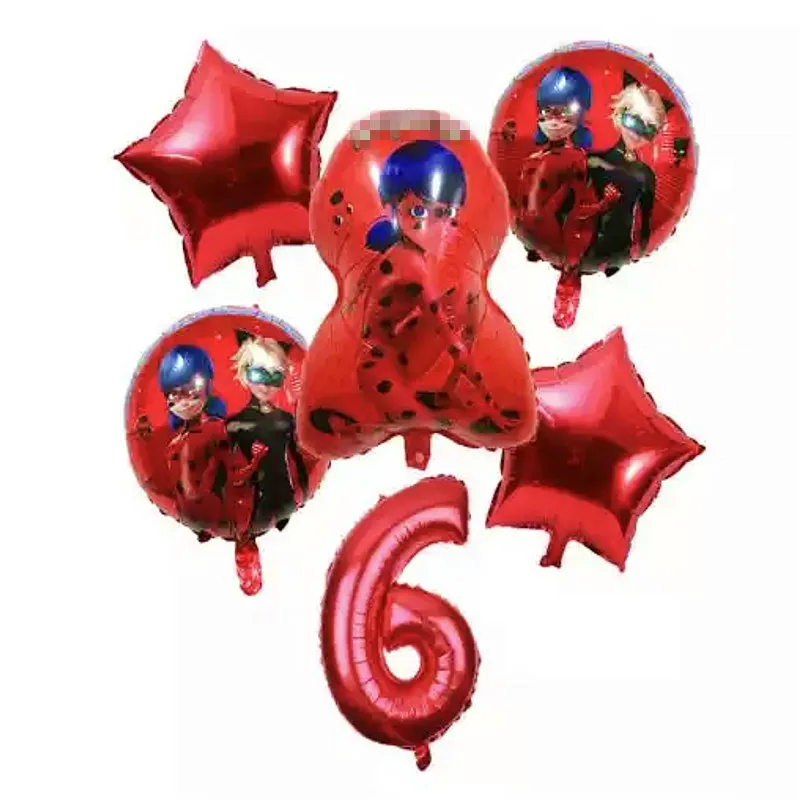 Balloons-16-6pcs 6 шт./компл. из мультфильма, популярная яркая детская одежда с рисунком "Божья коровка" Фольга воздушные шары День рождения украшения божья коровка гелиевый Майларовый и 32 дюймов шара с цифрой - Цвет: Balloons-16-6pcs