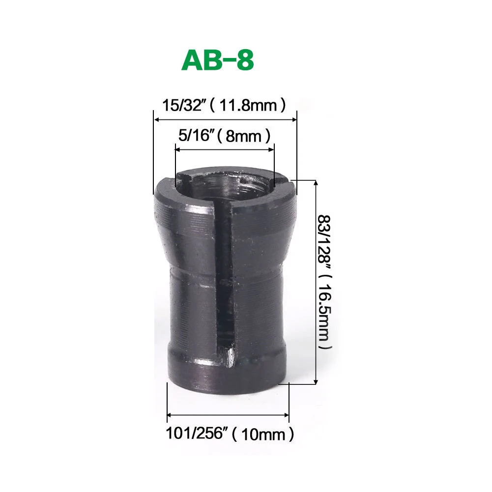 

6/ 6.35/ 8mm Shank Collet Chuck Extension Router Bit Collet Carbon Steel