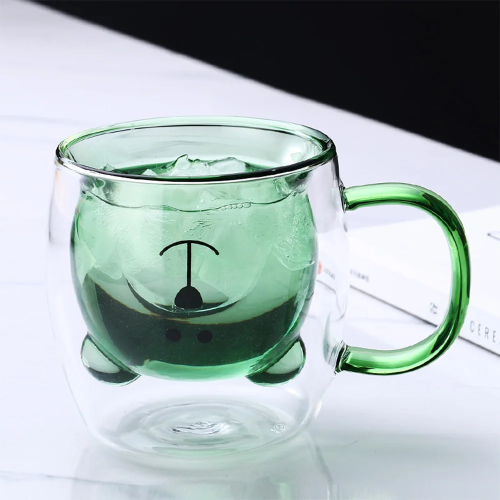 250ML Creative Cute Bear Coffee Mugs Double Glass Cup Animal Double-layer Milk Juice Tea Mug Valentine's Day Christmas Gift | Дом и сад