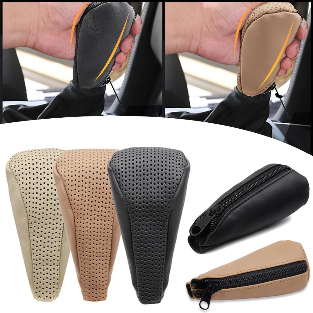 

Zipper Closure Car Gear Shift Knob Cover Car Stall Anti-slip Leather Case Automatic Transmission Handle Stick Cover 2021 New