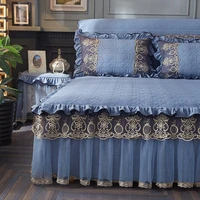 thicken quilted bed skirt luxury lace embroidery bed frame cover warm soft bed sheet queen king size bedding bedspread