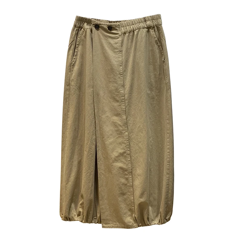 

Art Elegant Japanese Style Tooling Elastic High Waist Cropped Pants Women's Wide Leg Pants A- Line Pantskirt Tide Woman Pants