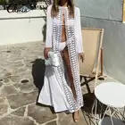 Летнее женское пикантное кимоно Celmia с длинным рукавом, кардиган, сетчатая ажурная накидка, модная пляжная Праздничная свободная накидка, Длинные Топы