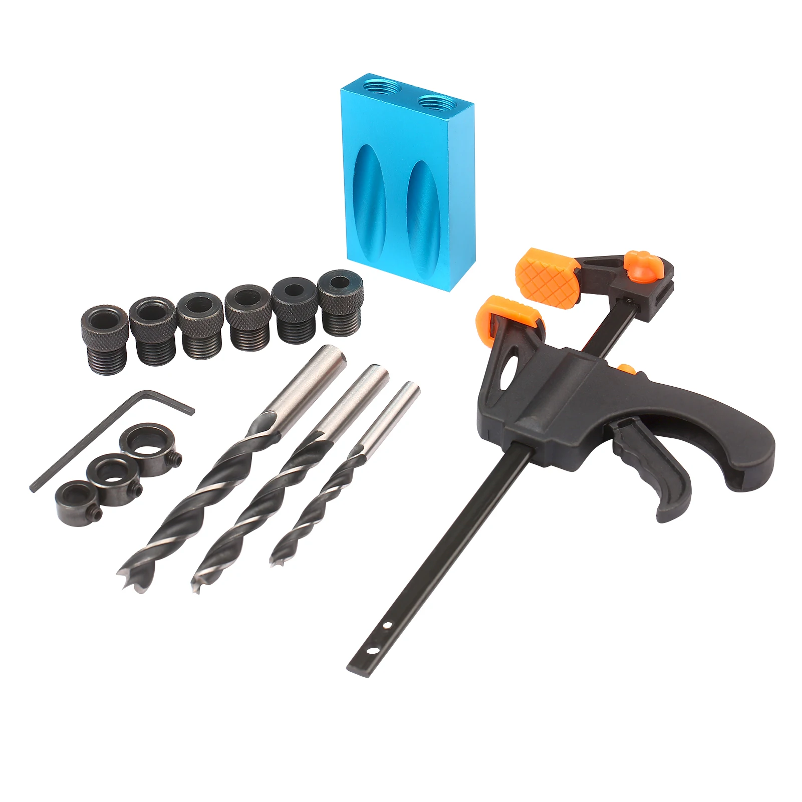 

15pcs Pocket Hole Jig Kit 8mm 10mm 15 Degree Angle Drill Guide Woodworking Tool Inclined Hole Jig Hole Puncher Locator