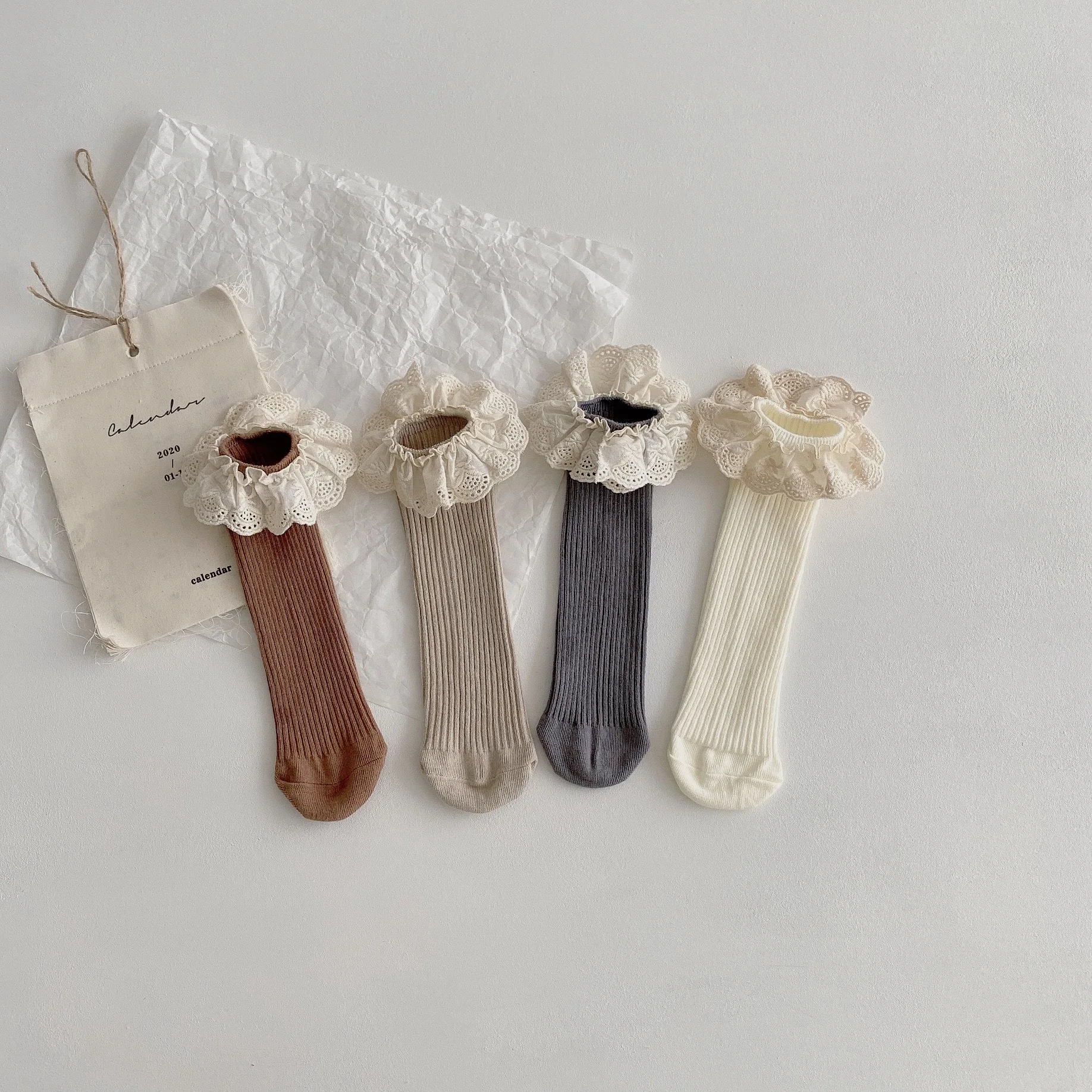 Calcetines largos de algod&oacute;n suave hasta la rodilla para ni&ntilde;as, medias hasta la rodilla, para beb&eacute;s de 0 a 8 a&ntilde;os, 4 par/lote-1