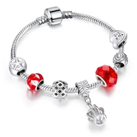 pandora style alloy large hole beaded bracelet european sliding crystal bead jewelry