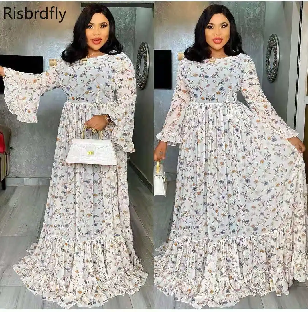 

2021 Африканский принт макси платья женское шифоновое платье с длинным рукавом Нижнее Комплект из 2 предметов Новый мусульманский Модные Веч...