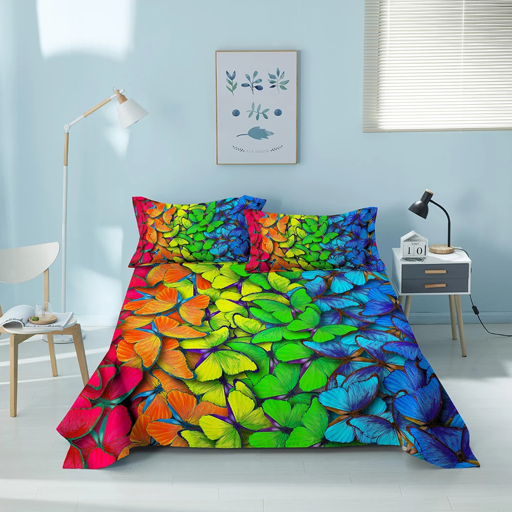 Комплект постельного белья с 3D-принтом бабочек из мягкого полиэстера цветами феи