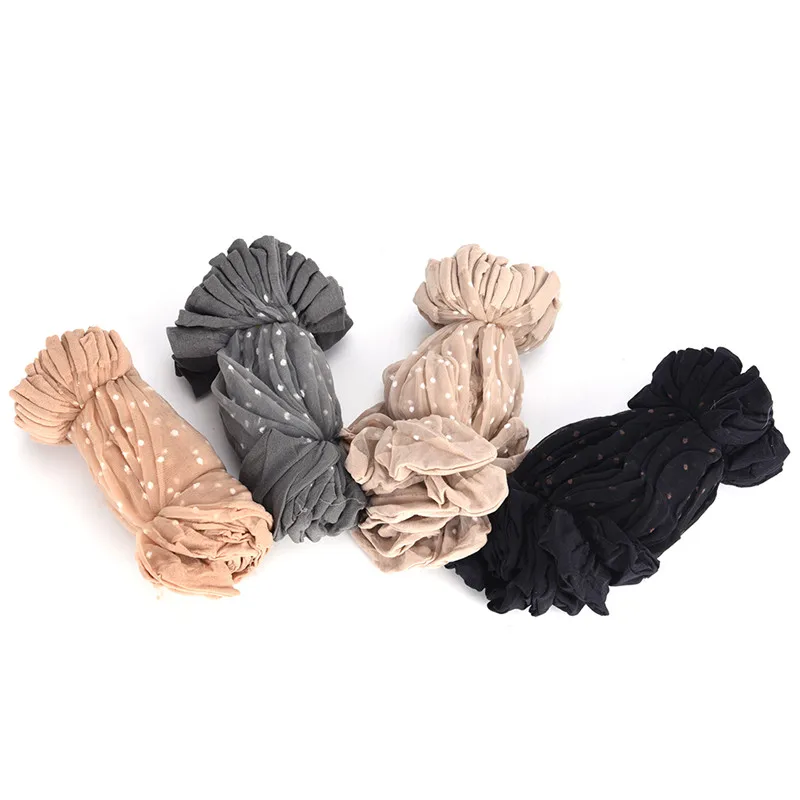 

New 20Pcs=10Pair/Lot Cool Breathable Summer Style Sexy Black Skin Socks Pure Color Dots Women Girls Nylon Socks