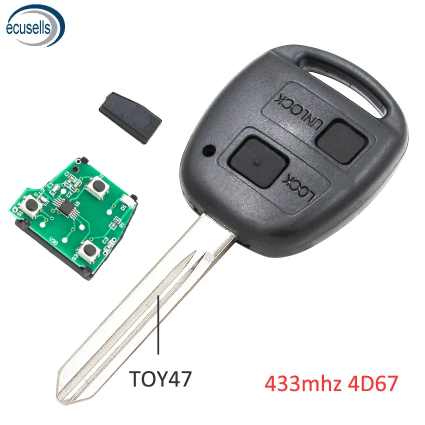 2 кнопочный дистанционный ключ без ключа для Toyota RAV4 Corolla Yaris 433 МГц с чипом 4D67