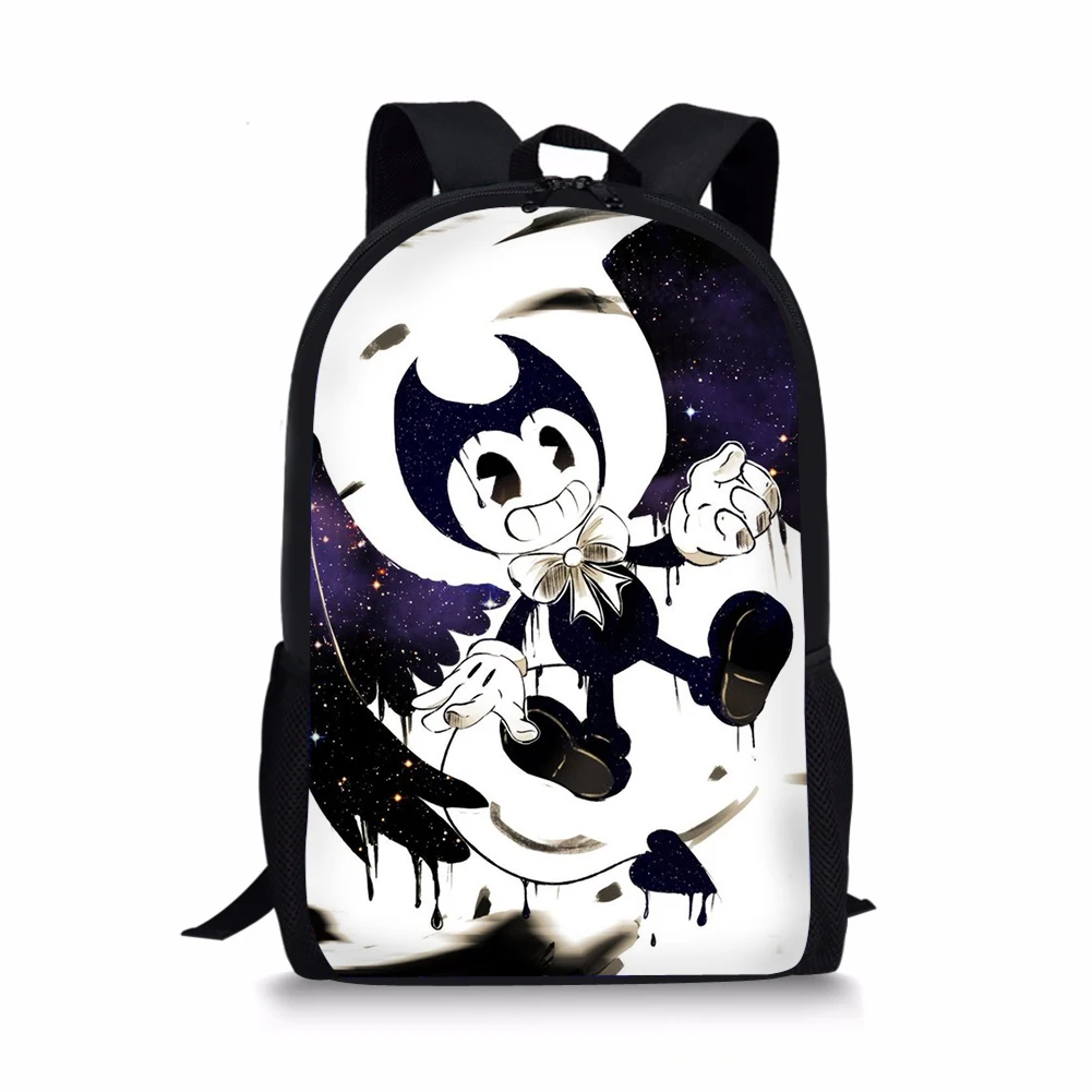 HALYUNASC Childrens' School Backpack Cartoon Game Design Students School Bag The-Ink-Bendy-Machine Teenagers Book-Bags Mochila