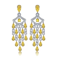 pear cut simulated yellow diamond 18k gold drop earrings chandelier earrings online shopping