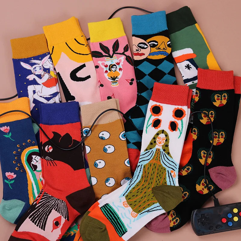 

Couples Outdoor Skateboard Sox Autumn/Winter Creative Abstract Art Harajuku Hip Hop Streets Tide Sock Colorful Happy Funny Socks