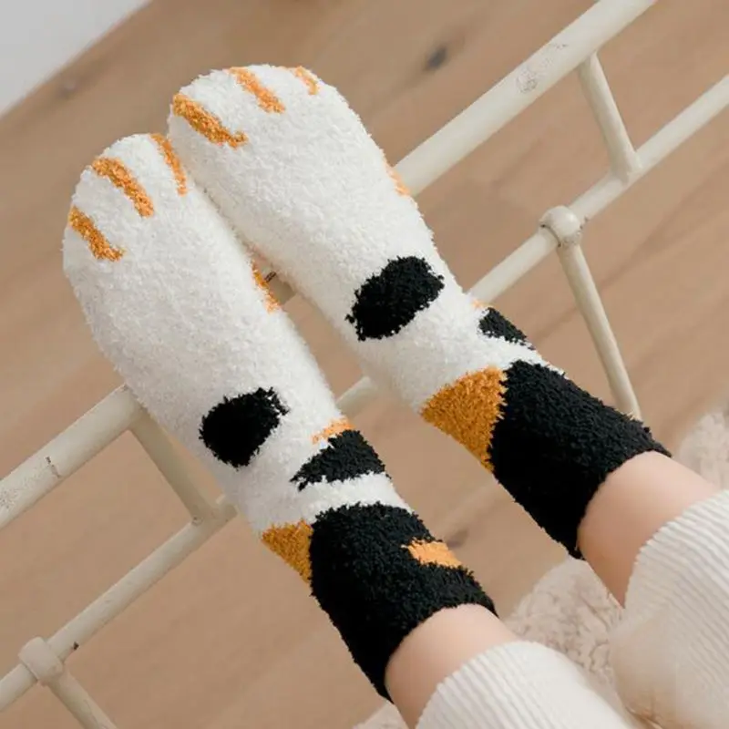 Модные Милые 3D носки унисекс из кораллового флиса милые короткие с котами и