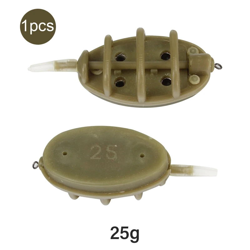 1pcs 25g feeder Mosodo, форма для ловли карпа, 15 г, 20 г, 25 г, 35 г, 30 г, 40 г, 50 г, 60 г, встроенные кормушки, высокая емкость, свинцовое грузило, Метатель наживки - Цвет: 1pcs 25g feeder
