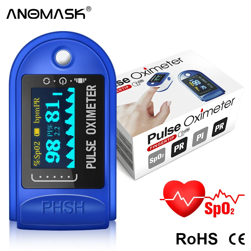 Medical Oximeter Blood Oxygen Saturation Meter Finger SPO2 PR Monitor Health Care Household Digital Fingertip pulse Temperature
