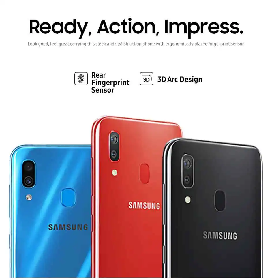 Мобильный телефон samsung Galaxy A30 A305F-DS LTE, 6,4 дюймов, 4 Гб ОЗУ, 64 Гб ПЗУ, четыре ядра, Android 9,0, две sim-карты, отпечаток пальца