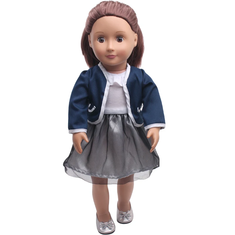 18 дюймов американская кукла платье для девочек темно синяя школьная Униформа