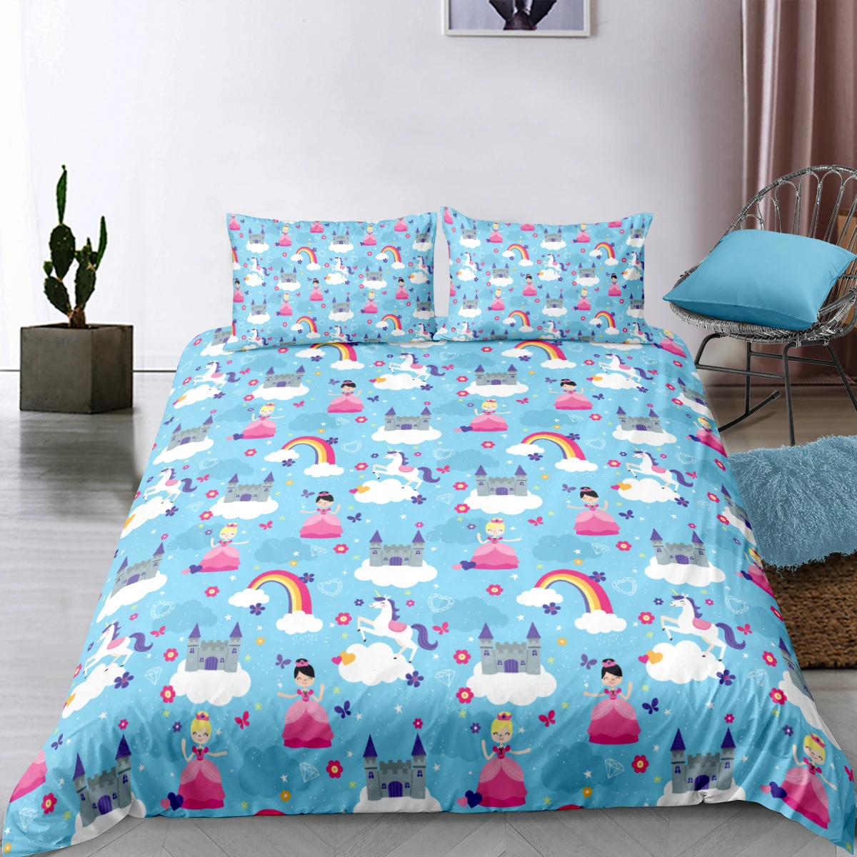 Покрывало 3D мультфильм постельное белье с изображением единорога милый комплект