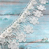 1 yard vintage tassels pearls lace trim ribbon for diy chocker jewelry making sewing craft wedding accessories