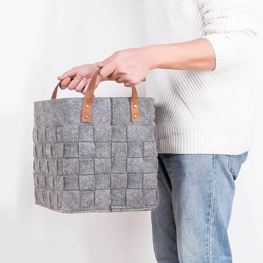 Складная корзина для хранения белья из войлока складные контейнеры ручной