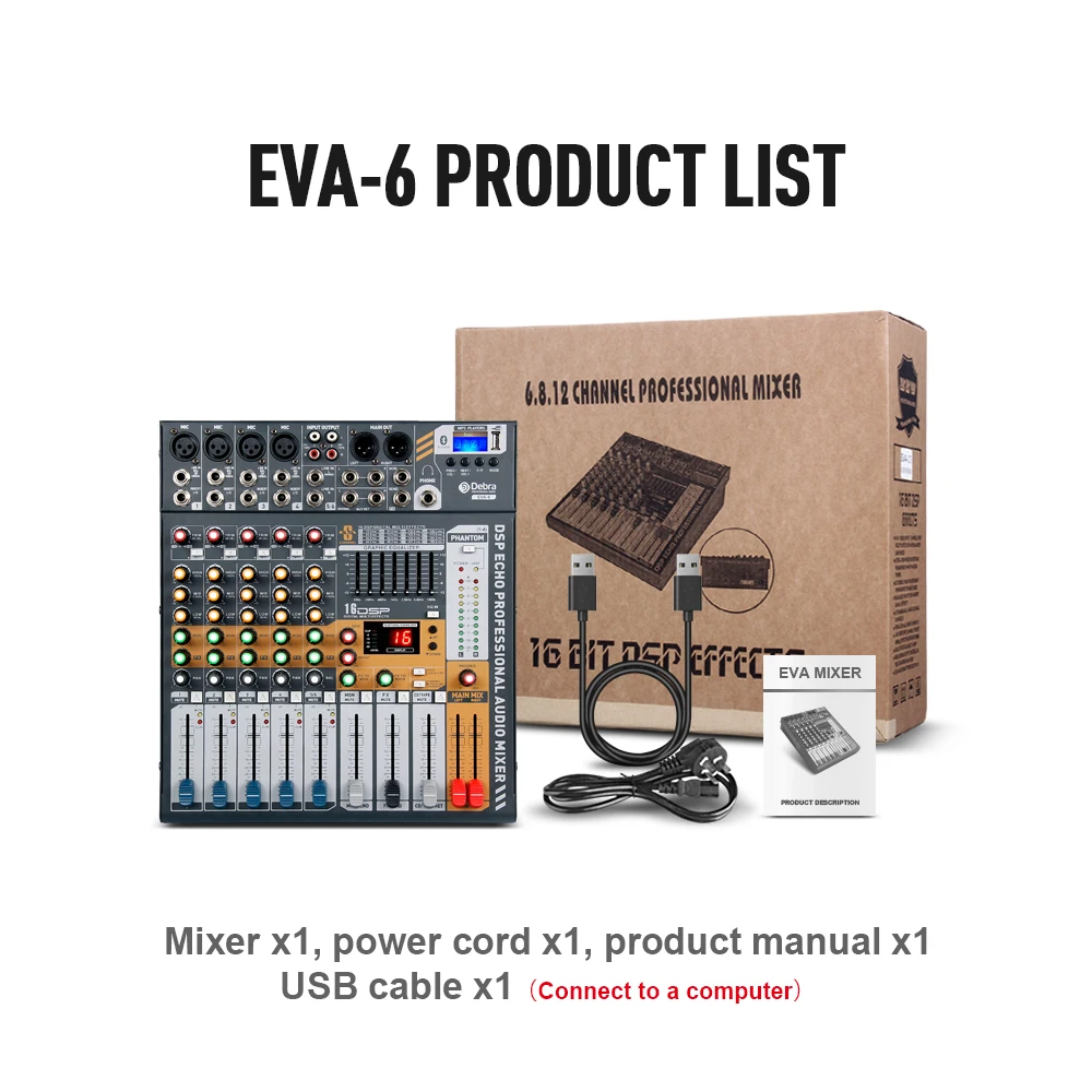 Debra аудио чистый звук! Профессиональный EVA 6 канальный микшер dj consoler с 48 в