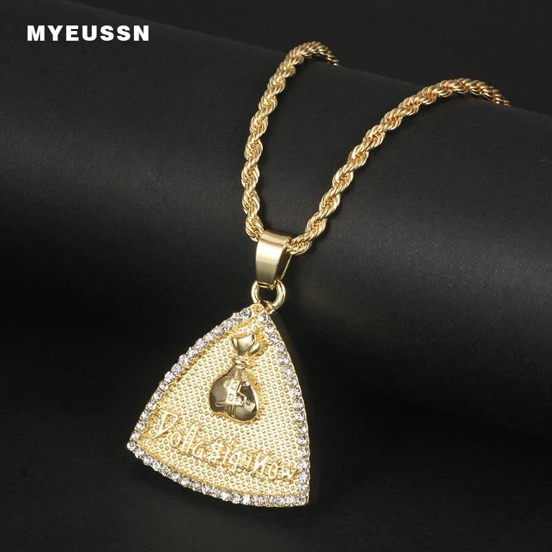 $ Символ доллара сумка для денег ожерелье с подвеской со льдом модные подвески