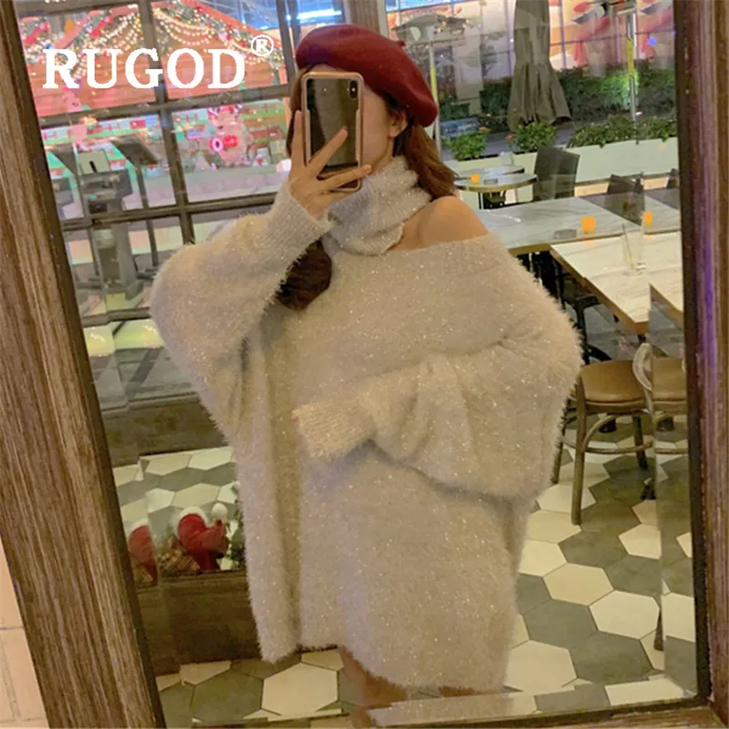Женский толстый шарф RUGOD элегантный свитер средней длины в Корейском стиле