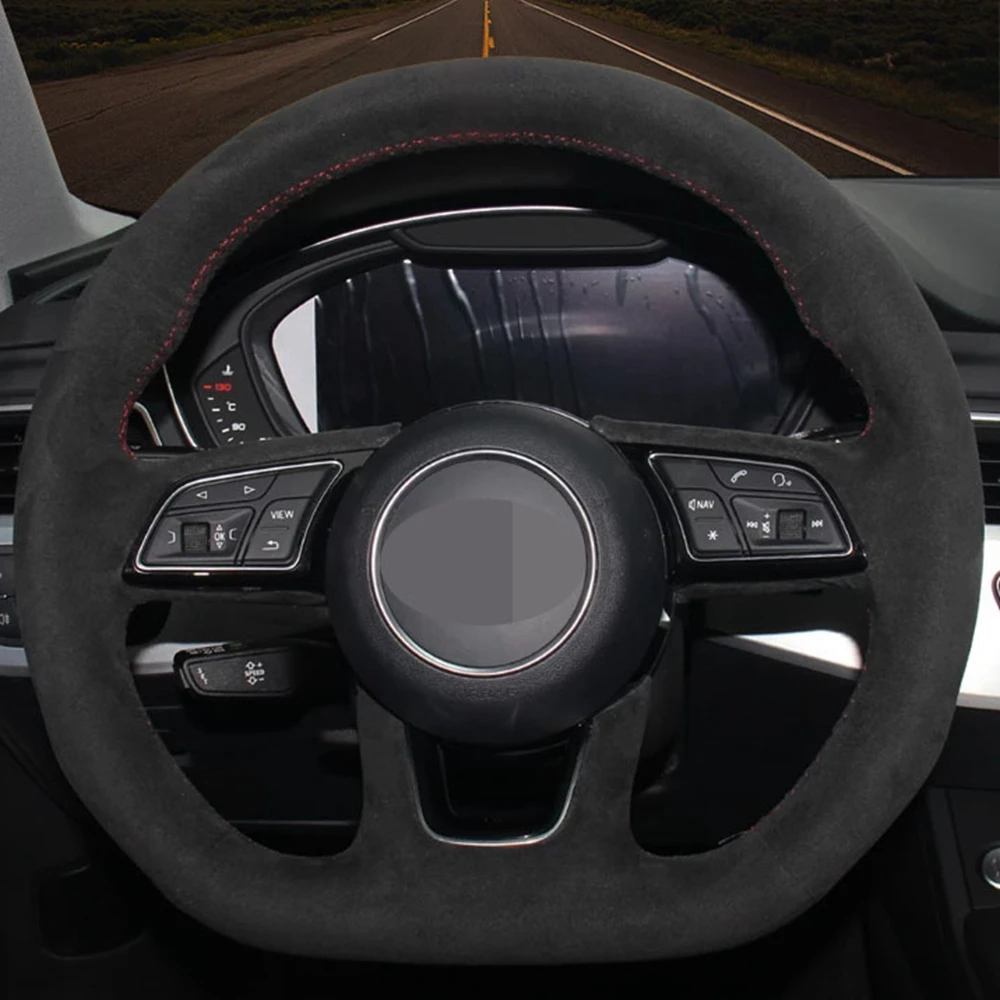 

DIY Black Soft Suede Leather Car Steering Wheel Cover For Audi A1 (8X) Sportback A3 S3 (8V) A5 S5 (F5) A4 S4 RS 4 Avant (B9)