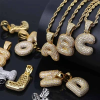 custom a z 26 letters name pendant iced out gold color cubic zircon hip hop necklaces jewelry gift drop shipping