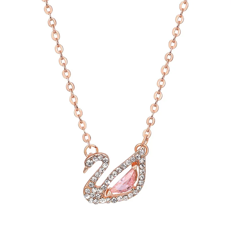 

Explosive style clavicle chain female Korean version of pink swan non-fading necklace decorative fashion necklace