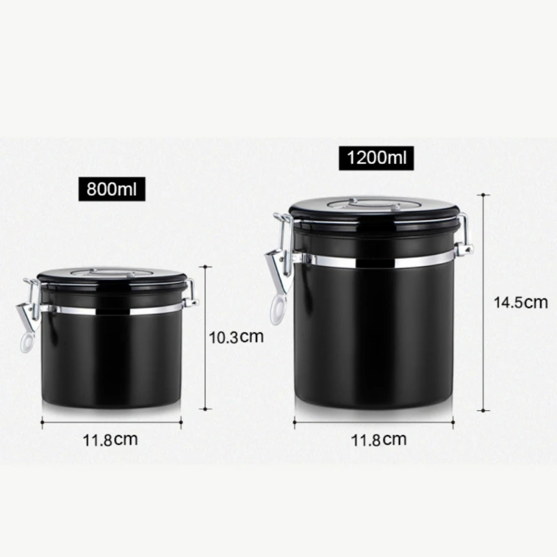 

Stainless Steel Moisture-proof Coffee Bean Container Kitchen Grain Sealed Storage Tank Kitchen Accessaries