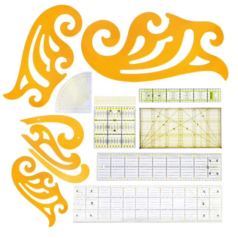 

13PCS Styling Ruler French Curve Set Cutting Ruler Yardstick Sleeve Arm French Curve Cut Cutting Knife Ruler Sewing Tool