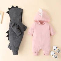 winter autumn cotton baby girl clothes solid cute 3d dinosaur long sleeve hooded baby romper home soft warm baby jumpsuit 0 18m