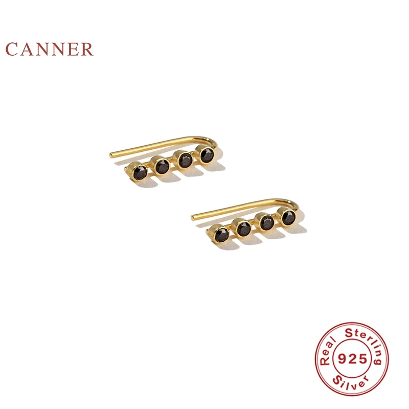Женские серьги клипсы CANNER из стерлингового серебра 925 пробы с черным