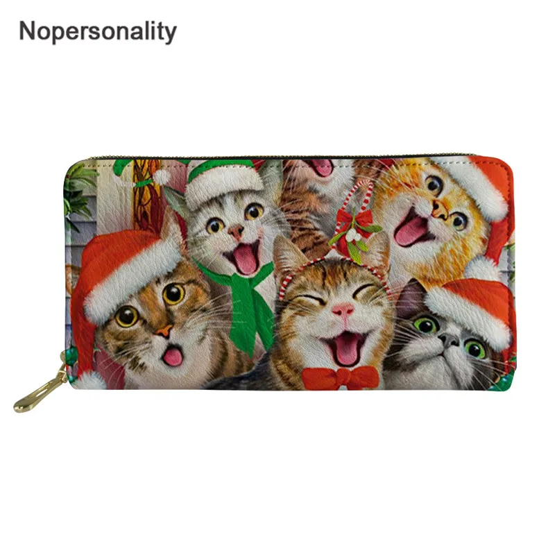 

Nopersonality Chrismas Cat Female Wallet PU Leather Long Purse Famous Brand Designer Wallet Women 2020 Quality Women Purse