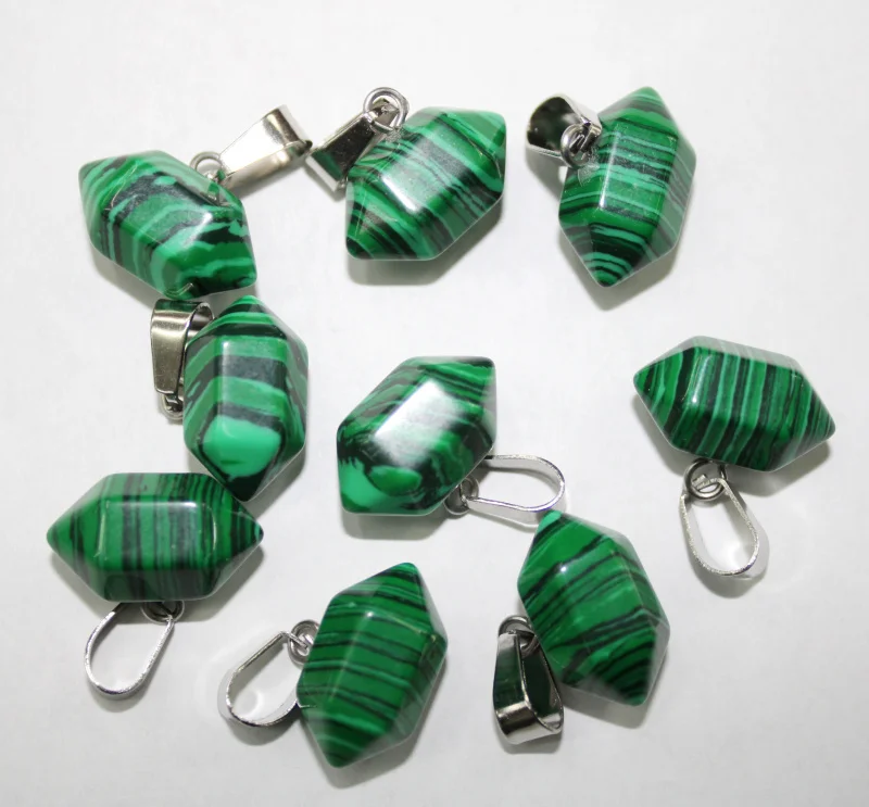 Оптовая продажа 24 шт./натуральный камень Малахит в форме столба точка чакры