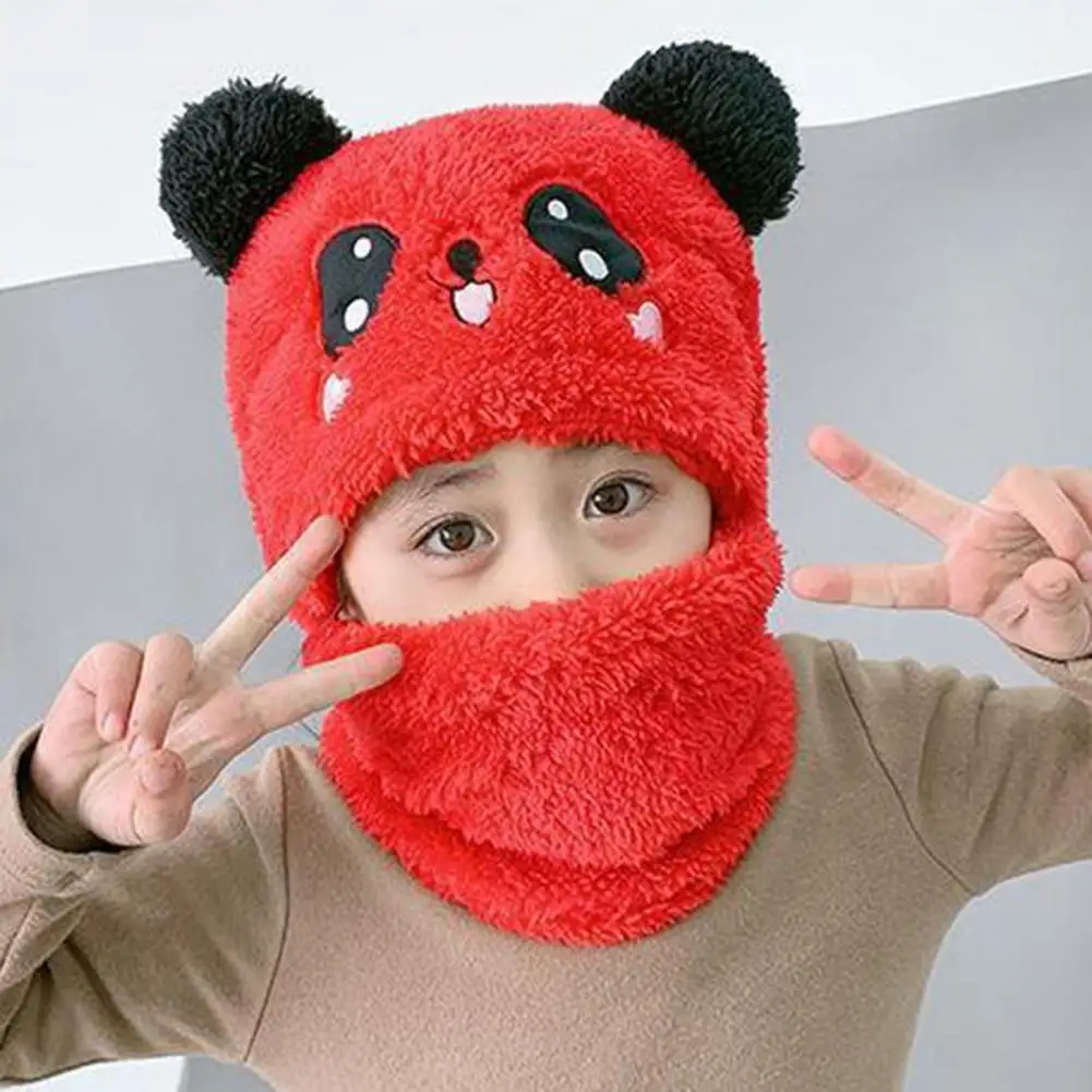 

Plush Soft Soft Touching Creative Winter Cap Attractive Hat Scarf Set Bright-colored for Cold Weather