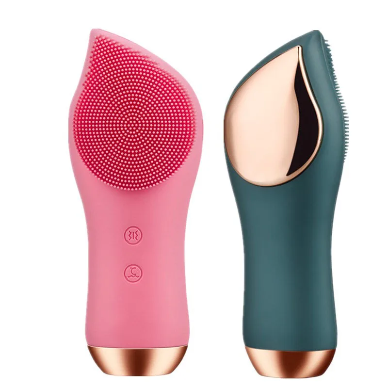 

Электрическая щетка для чистки лица, нагревающаяся силиконовая звуковая Вибрирующая щетка для лица, фотомассажер с зарядкой от USB