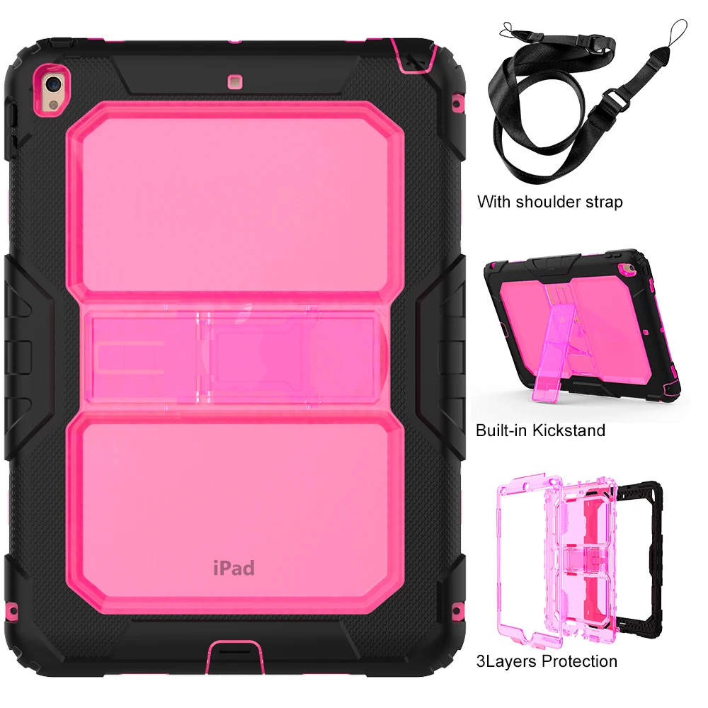 6 Kids Shockproof Case for iPad Air 3 Pro 10.5 Coque Three Layer Shockproof Rugged Case 360 Degree Hand Shoulder Strap Cover - Цвет: 6