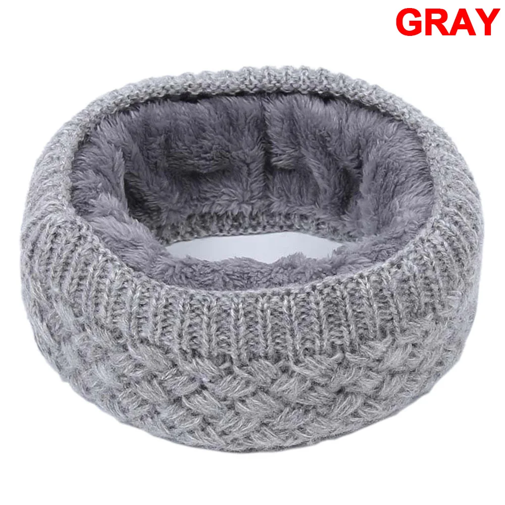 gray Scarf Зимний теплый матовый вязаный шейный шарф-петля, уплотненная теплая круглая обертка, шарф-хомут с петлей, женский шарф для катания на лыжах и альпинизма - Цвет: gray Scarf